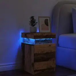 Naktsskapītis Ar Led, Veca Koka, 35X39X55 Cm, Inženierijas Koks Vidaxl