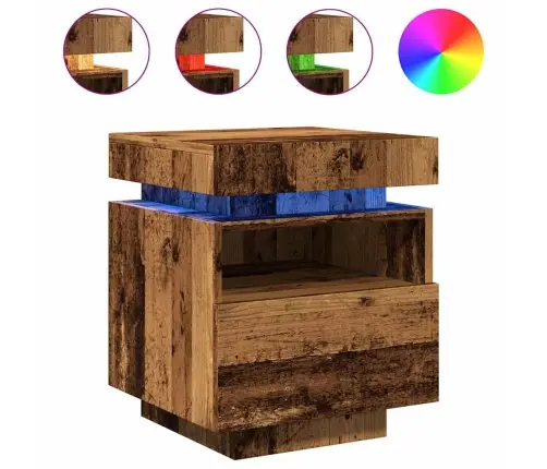 Naktsskapīši Ar Led Gaismām 2 Gab Old Wood 40X39X48,5 Cm Vidaxl