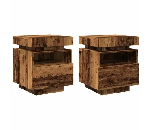 Naktsskapīši Ar Led Gaismām 2 Gab Old Wood 40X39X48,5 Cm Vidaxl