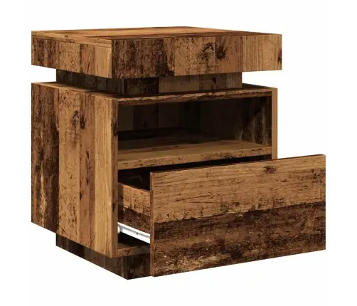 Naktsskapīši Ar Led Gaismām 2 Gab Old Wood 40X39X48,5 Cm Vidaxl