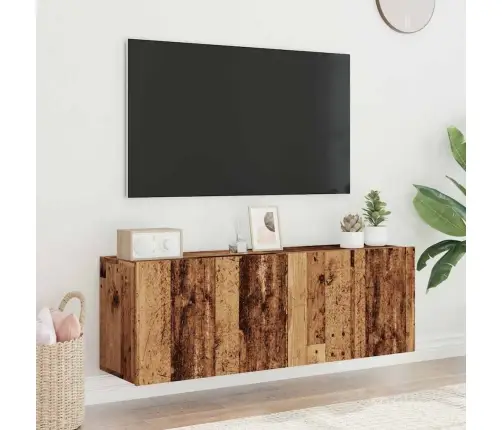 Seinale Kinnitatavad Telerikapid 2 Tk, Vana Puit, 60X30X41 Cm