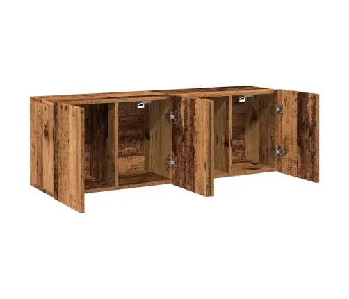 Seinale Kinnitatavad Telerikapid 2 Tk, Vana Puit, 60X30X41 Cm