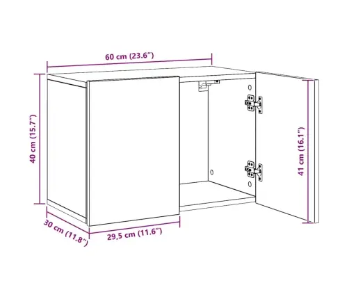 Tv Sienas Skapītis, Koka Krāsa, 60X30X41 Cm Vidaxl Tv Sienas Skapītis, Koka Krāsa, 60X30X41 Cm Vidaxl