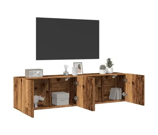 Sieninės Tv Spintelės, 2Vnt., Medienos, 80X30X41Cm Sieninės Tv Spintelės, 2Vnt., Medienos, 80X30X41Cm