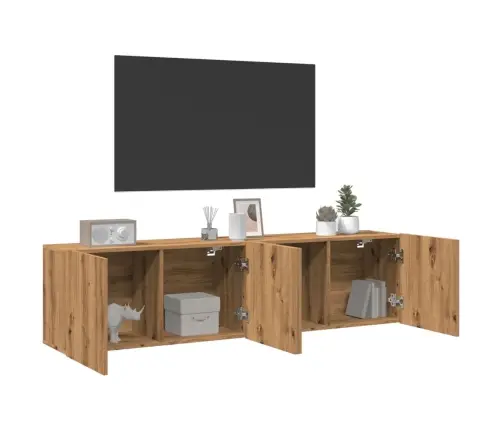 Sienas Tv Skapīši, 2 Gab., Koka Krāsa, 80X30X41 Cm Vidaxl