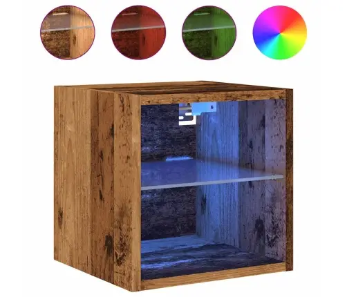 Tv Sienas Skapji Ar Led Gaismām 2 Gab Vecs Koks 30X28,5X30 Cm Vidaxl