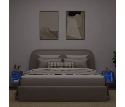 Tv Sienas Skapji Ar Led Gaismām 2 Gab Vecs Koks 30X28,5X30 Cm Vidaxl