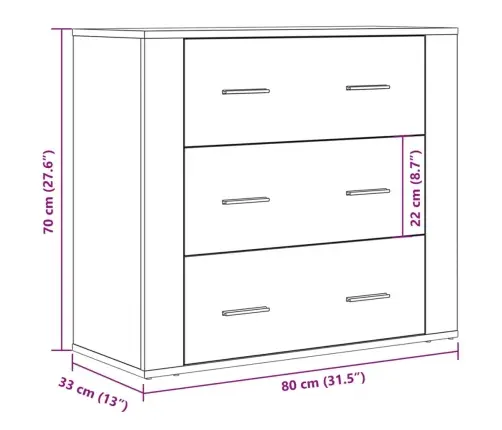 Šoninė Spintelė, Artisano Ąžuolo, 80X33X70cm Apdirbta Mediena