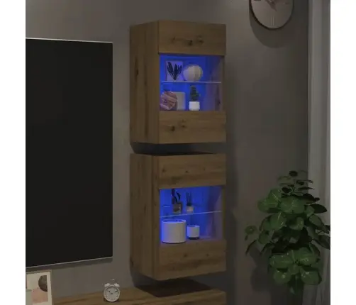 Sienas Skapīši Ar Led Apgaismojumu Televizoram 2 Gab Artisan Oak 40X30X60,5 Cm Vidaxl