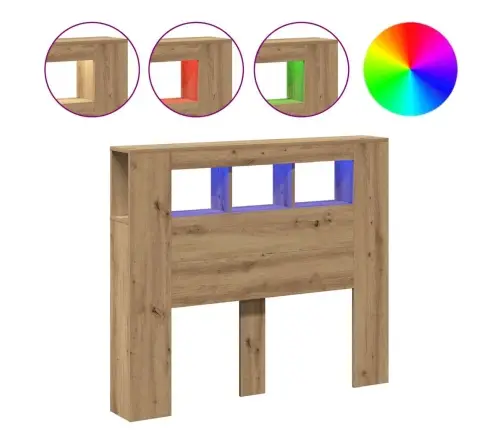 Gultas Galvgalis Ar Led, Koka Krāsa, 120X18,5X103,5 Cm, Koks Vidaxl