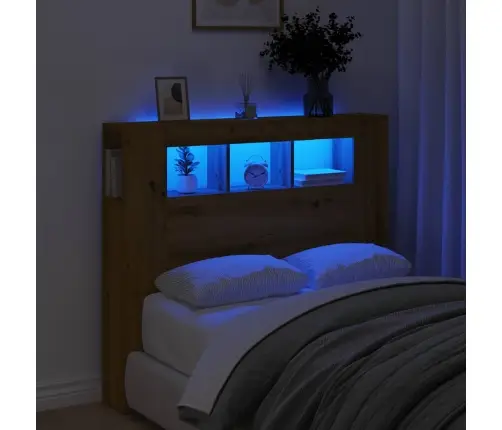 Gultas Galvgalis Ar Led, Koka Krāsa, 120X18,5X103,5 Cm, Koks Vidaxl