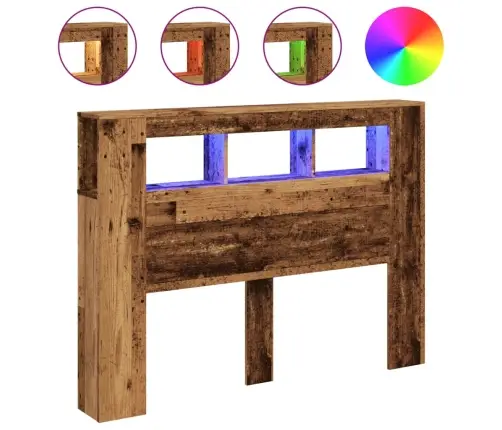 Gultas Galvgalis Ar Led, Veca Koka, 140X18,5X103,5 Cm, Koks Vidaxl