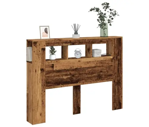 Gultas Galvgalis Ar Led, Veca Koka, 140X18,5X103,5 Cm, Koks Vidaxl