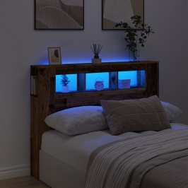 Gultas Galvgalis Ar Led, Veca Koka, 140X18,5X103,5 Cm, Koks Vidaxl