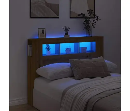 Gultas Galvgalis Ar Led, Koka Krāsa, 140X18,5X103,5 Cm, Koks Vidaxl