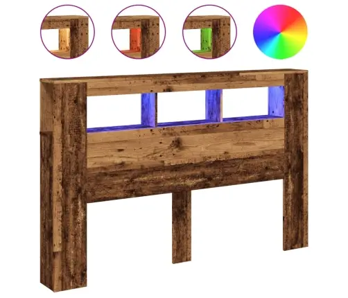 Gultas Galvgalis Ar Led, Veca Koka, 160X18,5X103,5 Cm, Koks Vidaxl