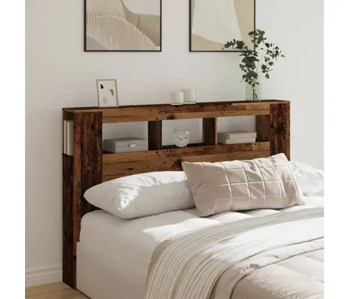 Gultas Galvgalis Ar Led, Veca Koka, 160X18,5X103,5 Cm, Koks Vidaxl