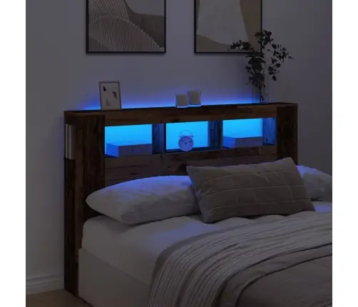 Gultas Galvgalis Ar Led, Veca Koka, 160X18,5X103,5 Cm, Koks Vidaxl