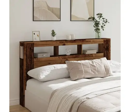 Gultas Galvgalis Ar Led, Veca Koka, 180X18,5X103,5 Cm, Koks Vidaxl