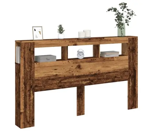 Gultas Galvgalis Ar Led, Veca Koka, 180X18,5X103,5 Cm, Koks Vidaxl