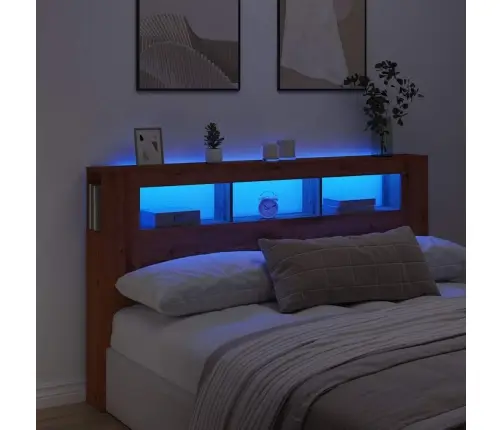 Gultas Galvgalis Ar Led, Koka Krāsa, 180X18,5X103,5 Cm, Koks Vidaxl