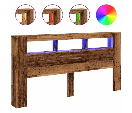 Gultas Galvgalis Ar Led, Veca Koka, 200X18,5X103,5 Cm, Koks Vidaxl