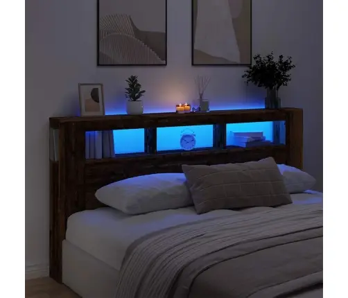 Gultas Galvgalis Ar Led, Veca Koka, 200X18,5X103,5 Cm, Koks Vidaxl