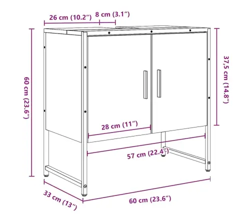 Vonios Kriauklė Sena Mediena 60X33X60 Cm Inžinierinė Mediena