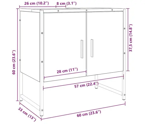 Vannitoa Valamukapp, Käsitöötamm, 60X33X60 cm Tehispuit