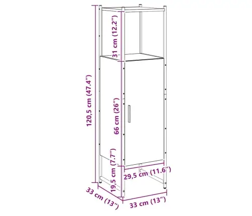 Vannasistabas Skapītis 33X33X120,5 Cm Inženierijas Koks Vidaxl