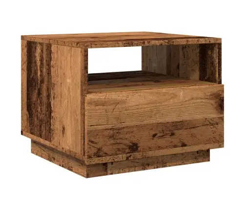 Led-Tuledega Kohvilaud, Vana Puit, 50X49X40 Cm