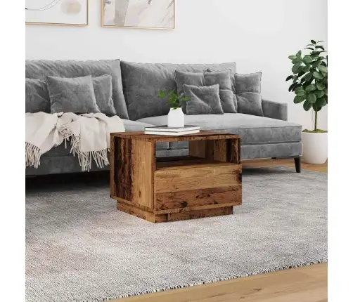 Led-Tuledega Kohvilaud, Vana Puit, 50X49X40 Cm