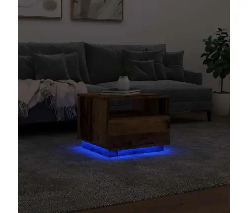 Led-Tuledega Kohvilaud, Vana Puit, 50X49X40 Cm