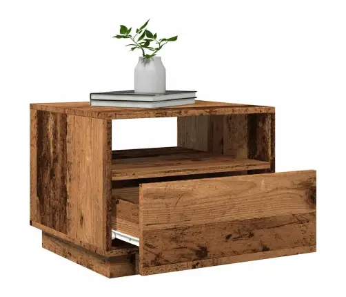 Led-Tuledega Kohvilaud, Vana Puit, 50X49X40 Cm