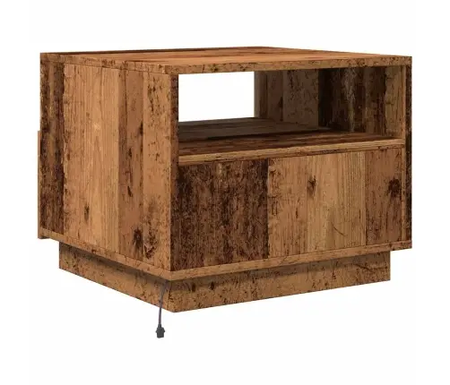 Led-Tuledega Kohvilaud, Vana Puit, 50X49X40 Cm