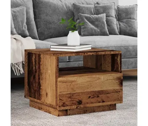 Led-Tuledega Kohvilaud, Vana Puit, 50X49X40 Cm