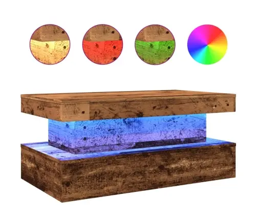Kafijas Galdiņš Ar Led, Veca Koka, 90X50X40 Cm Vidaxl
