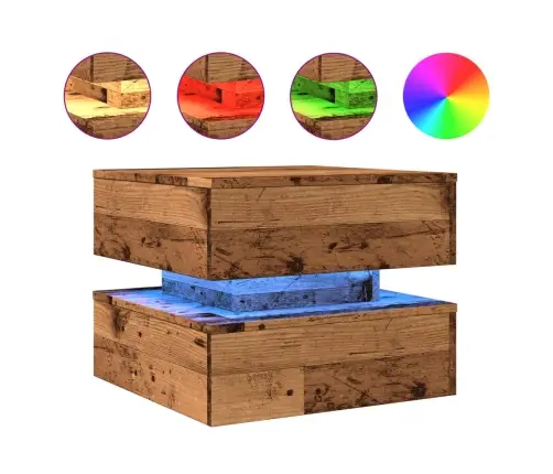 Kafijas Galdiņš Ar Led, Veca Koka, 50X50X40 Cm Vidaxl