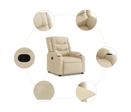 Atpūtas Krēsls, Atgāžams, Krēmkrāsas Audums Vidaxl