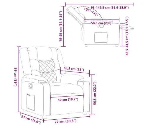Atpūtas Krēsls, Atgāžams, Krēmkrāsas Audums Vidaxl