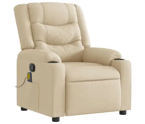 Masāžas Krēsls, Atgāžams, Krēmkrāsas Audums Vidaxl