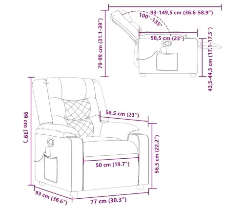 Masāžas Krēsls, Atgāžams, Krēmkrāsas Audums Vidaxl