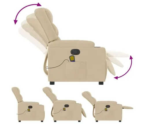 Masāžas Krēsls, Atgāžams, Krēmkrāsas Audums Vidaxl