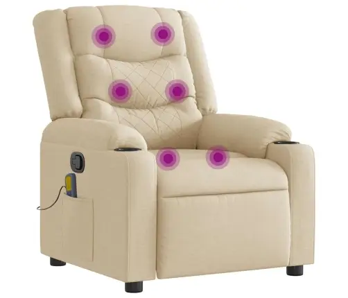 Masāžas Krēsls, Atgāžams, Krēmkrāsas Audums Vidaxl