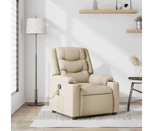 Masāžas Krēsls, Atgāžams, Krēmkrāsas Audums Vidaxl