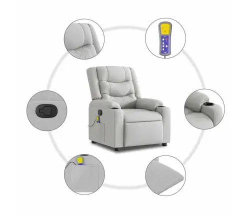 Massage Recliner Tool Cloud Grey Fabric