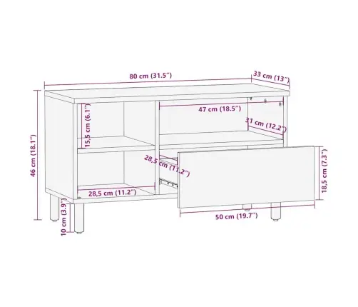 Tv Skapītis, Melns, 80X33X46 Cm, Inženierijas Koks Vidaxl
