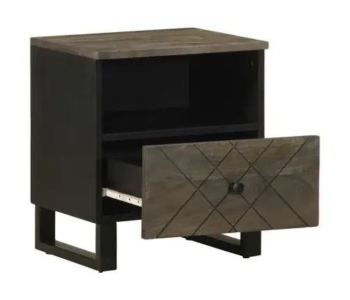 Naktsskapītis, Melns, 40X33X46 Cm, Mango Masīvkoks Vidaxl