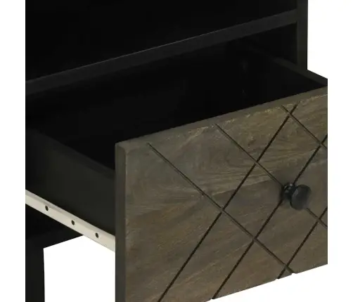 Naktsskapītis, Melns, 40X33X46 Cm, Mango Masīvkoks Vidaxl