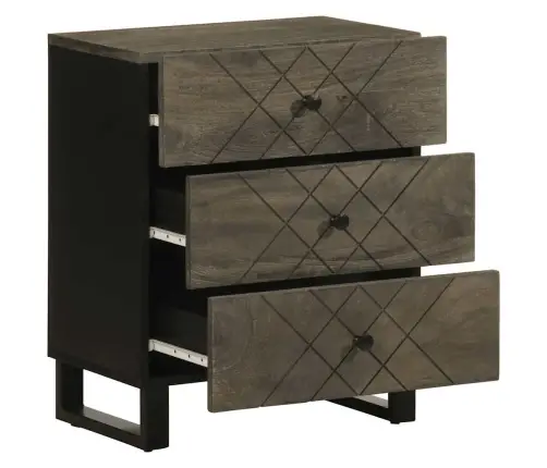 Naktsskapītis, Melns, 50X33X62 Cm, Mango Masīvkoks Vidaxl